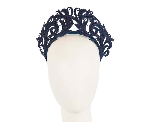 Modern navy crown racing fascinator by Max Alexander
