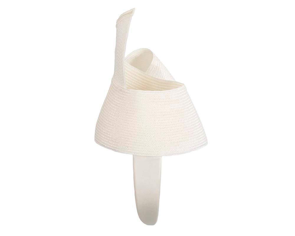 Modern white fascinator by Max Alexander