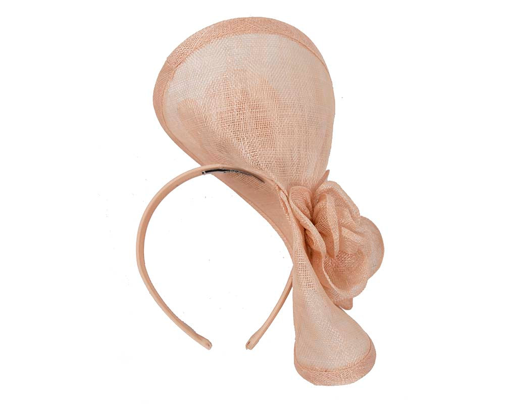 Tall nude sinamay fascinator by Max Alexander-3
