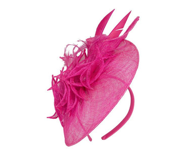 Fuchsia sinamay racing fascinator by Max Alexander