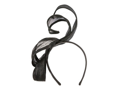 Black sinamay fascinator by Max Alexander