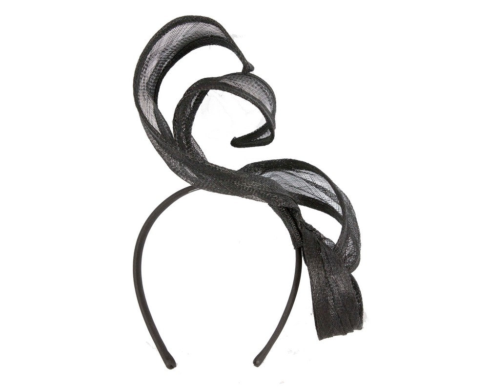 Black sinamay fascinator by Max Alexander