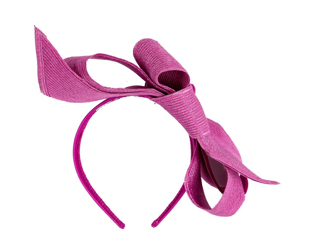Large fuchsia bow racing fascinator by Max Alexander