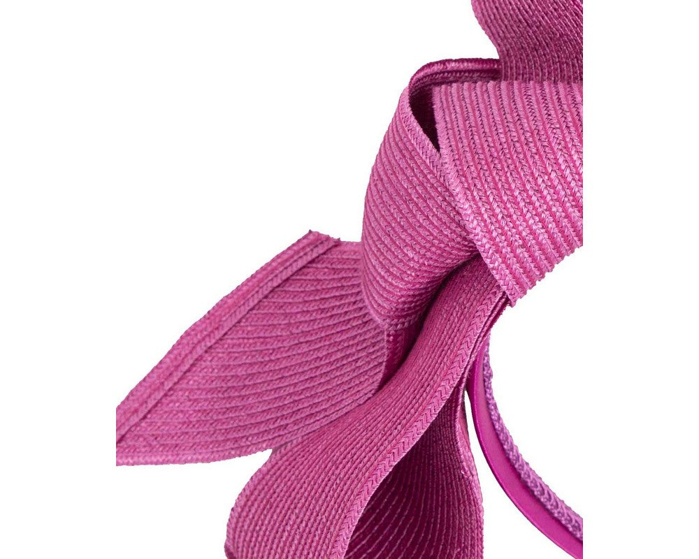 Large fuchsia bow racing fascinator by Max Alexander