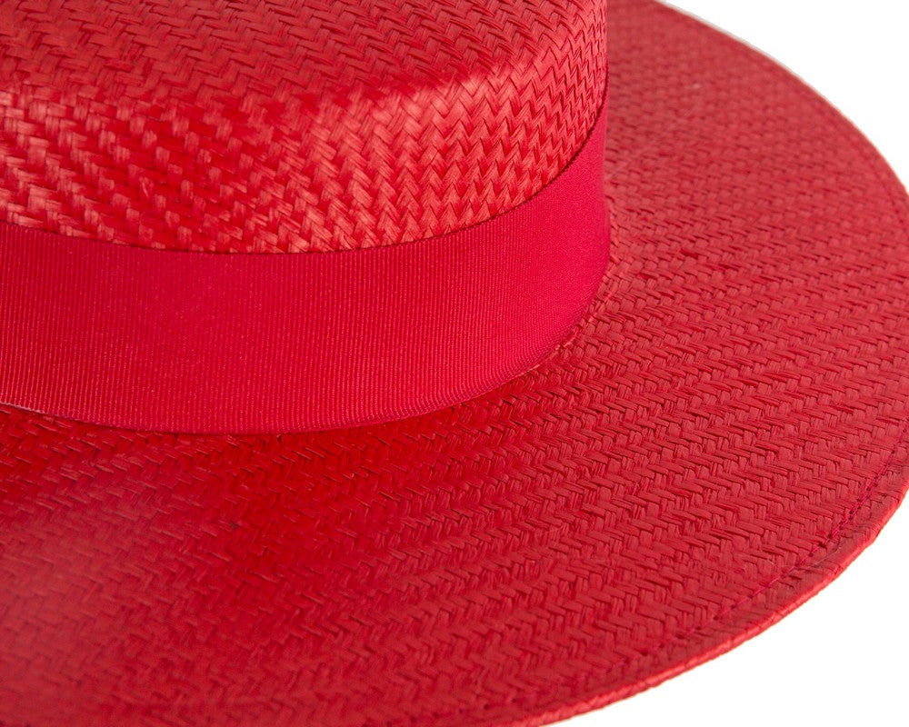 Red boater hat by Max Alexander MA867