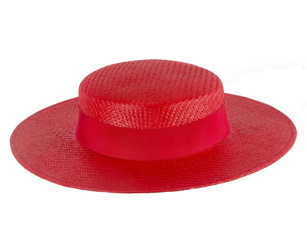 Red boater hat by Max Alexander MA867
