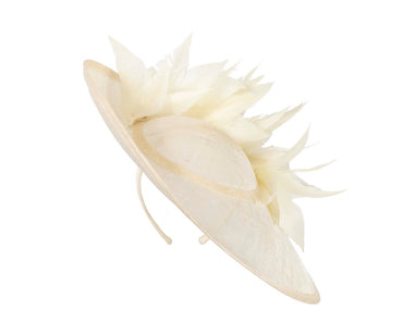 Large cream sinamay fascinator hat by Max Alexander