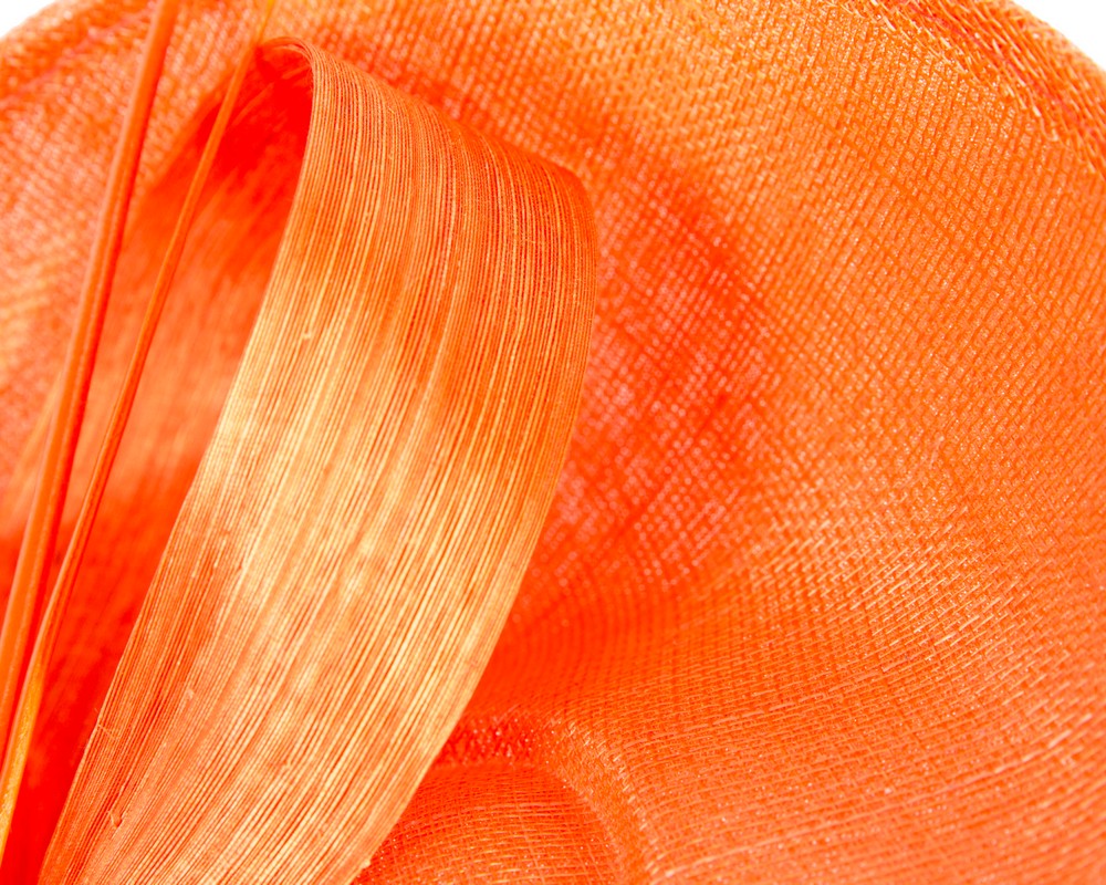 Large orange sinamay fascinator by Max Alexander
