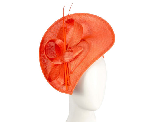 Large orange sinamay fascinator by Max Alexander