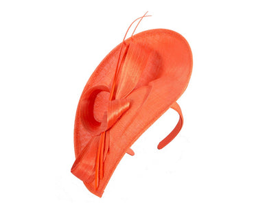 Large orange sinamay fascinator by Max Alexander