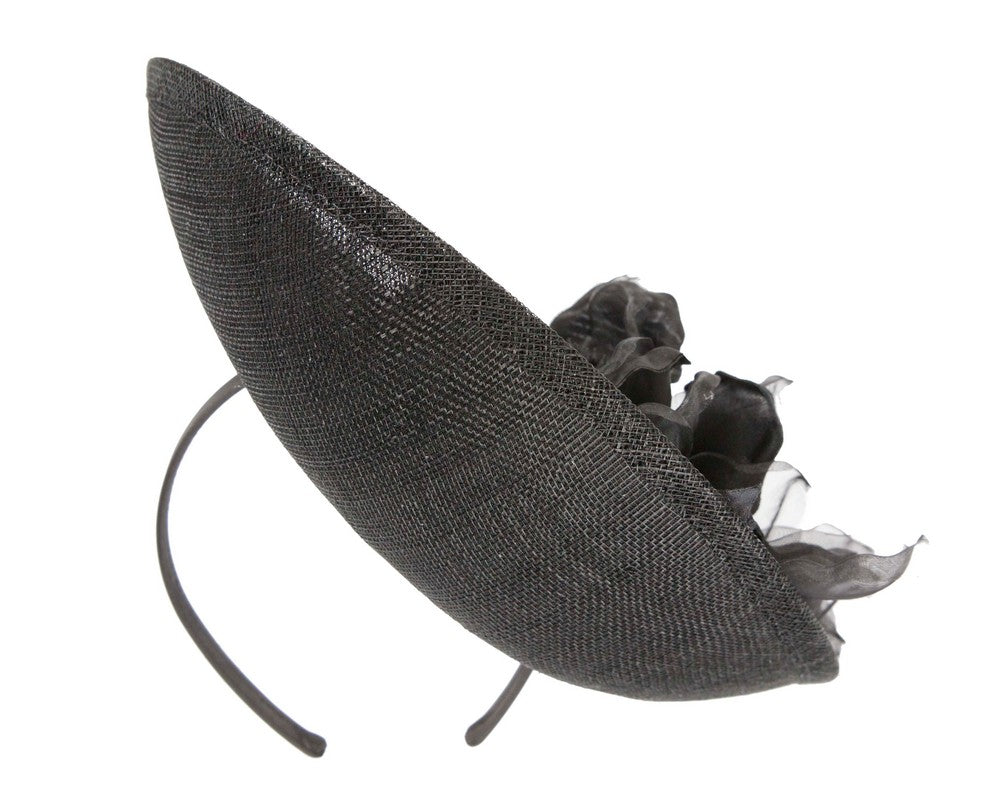 Large black flower fascinator by Max Alexander