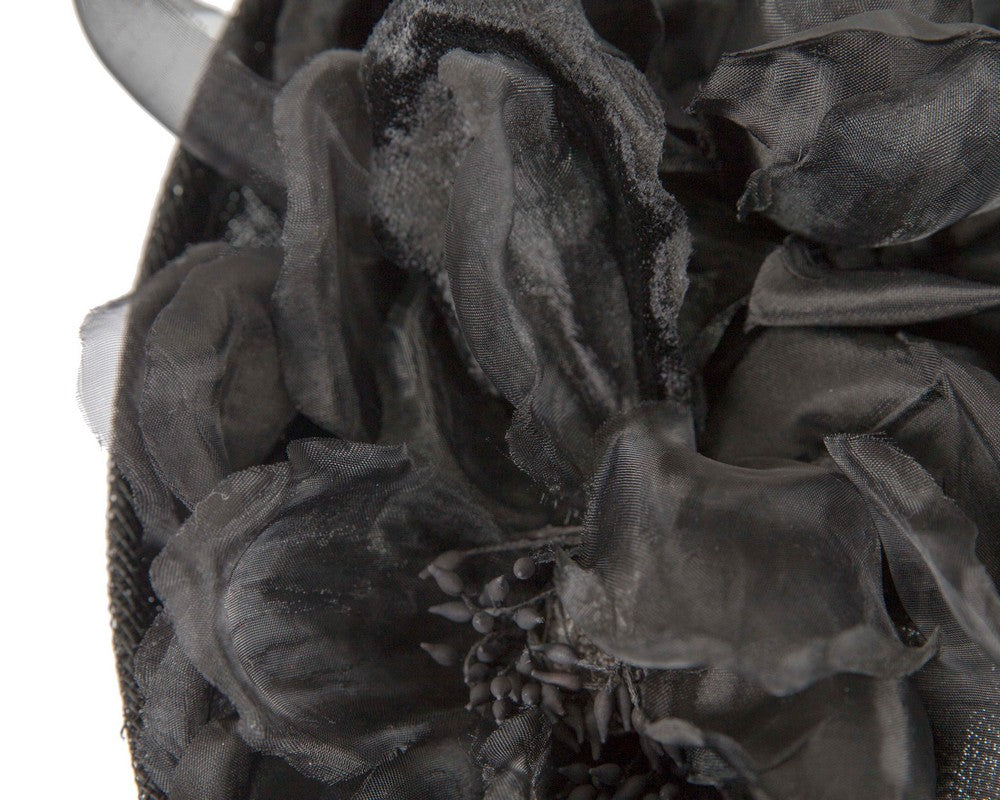 Large black flower fascinator by Max Alexander