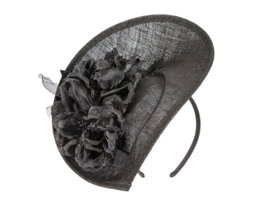 Large black flower fascinator by Max Alexander