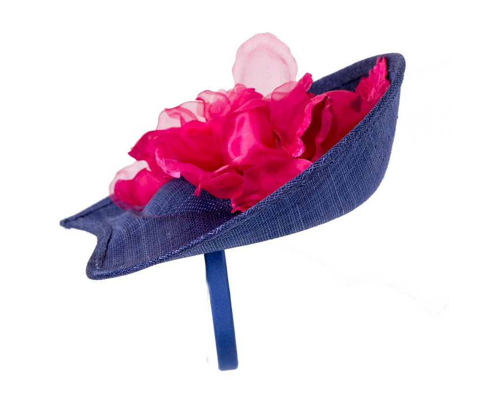 Large royal blue & fuchsia flower fascinator by Max Alexander