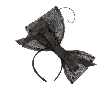 Black sinamay bow fascinator by Max Alexander