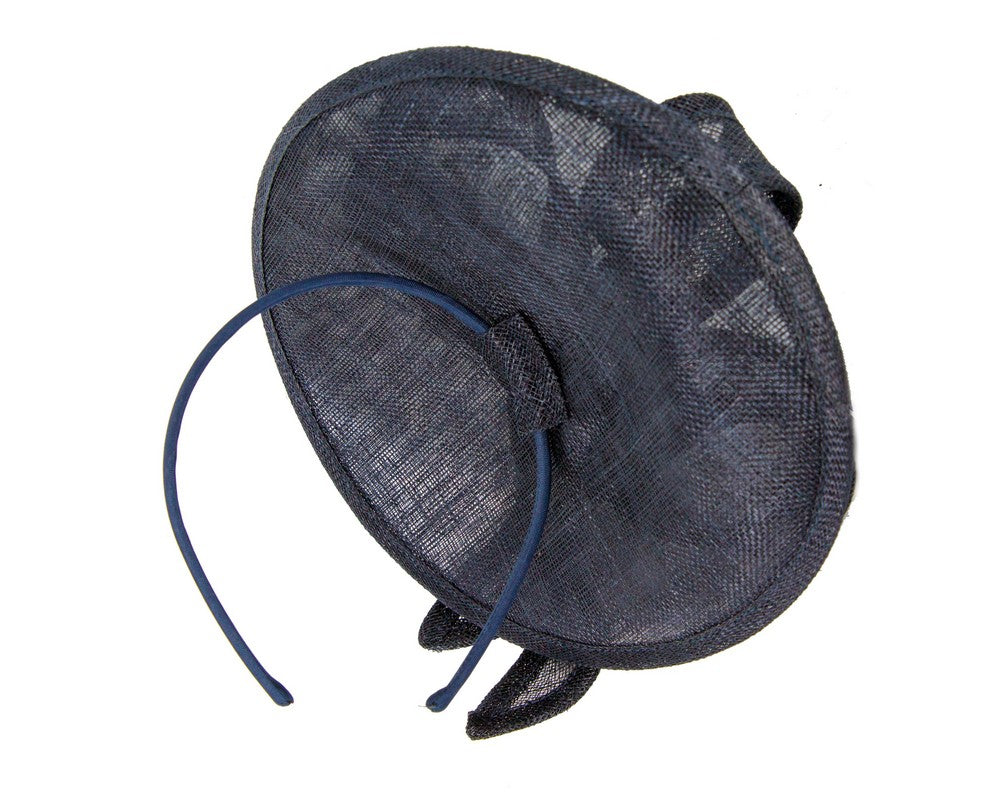 Navy sinamay fascinator by Max Alexander