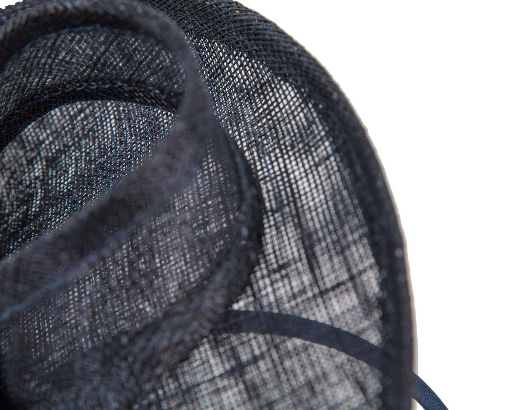 Navy sinamay fascinator by Max Alexander