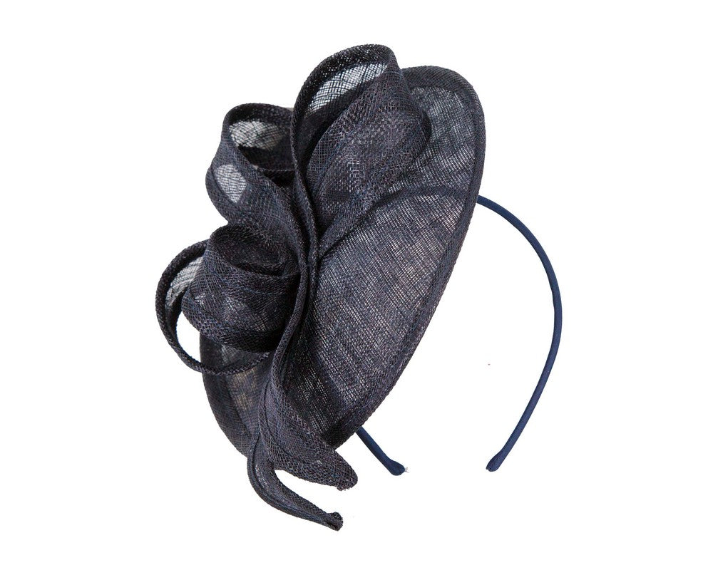 Navy sinamay fascinator by Max Alexander