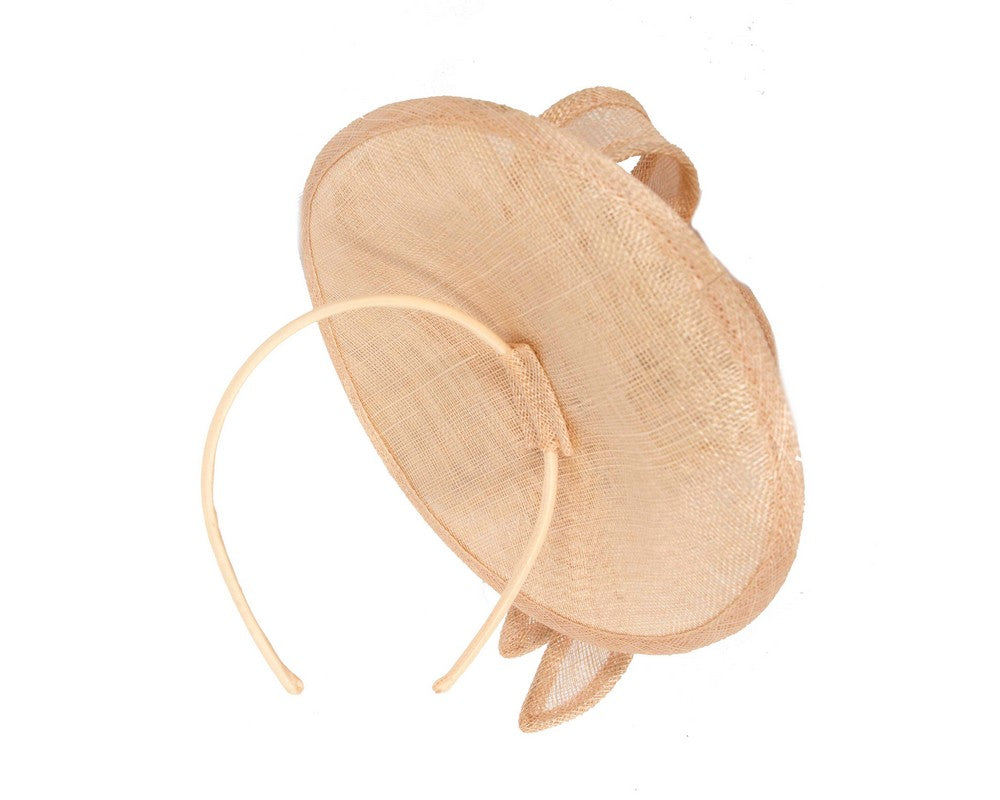 Nude sinamay fascinator by Max Alexander