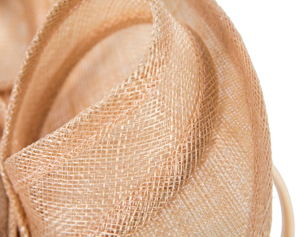 Nude sinamay fascinator by Max Alexander