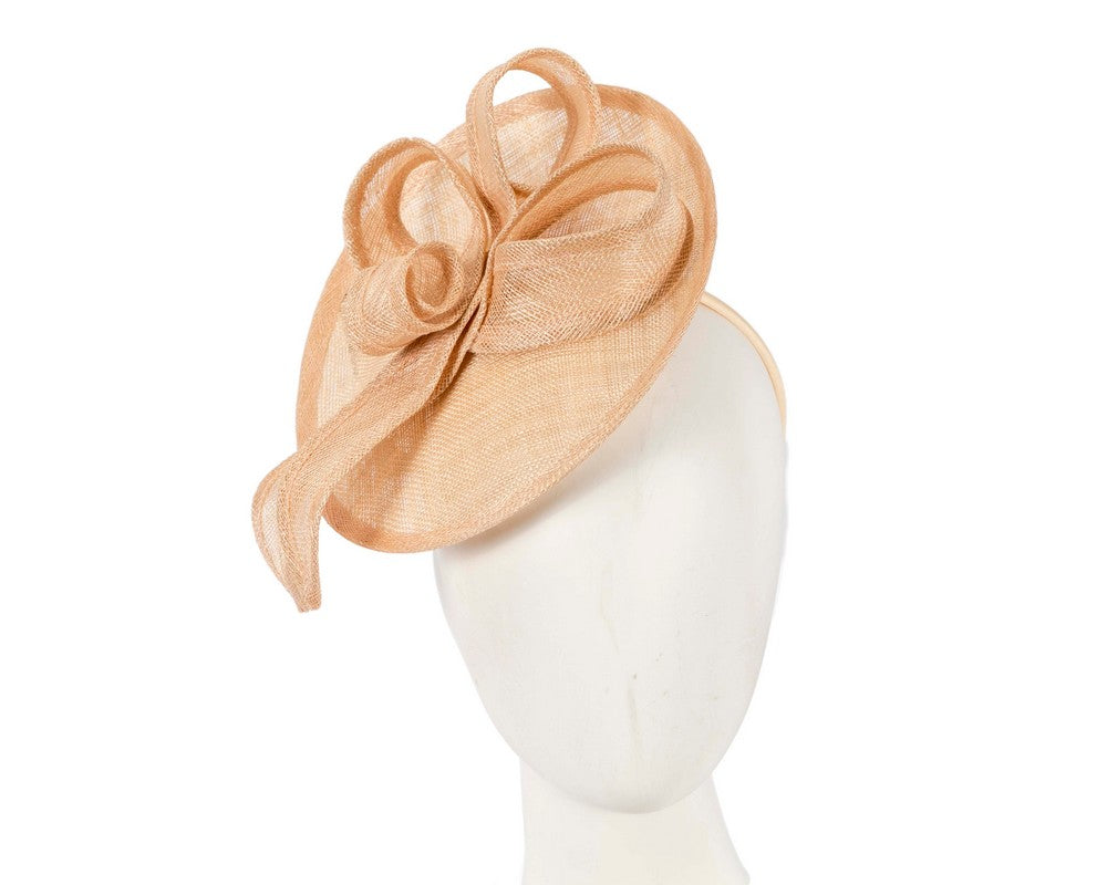 Nude sinamay fascinator by Max Alexander
