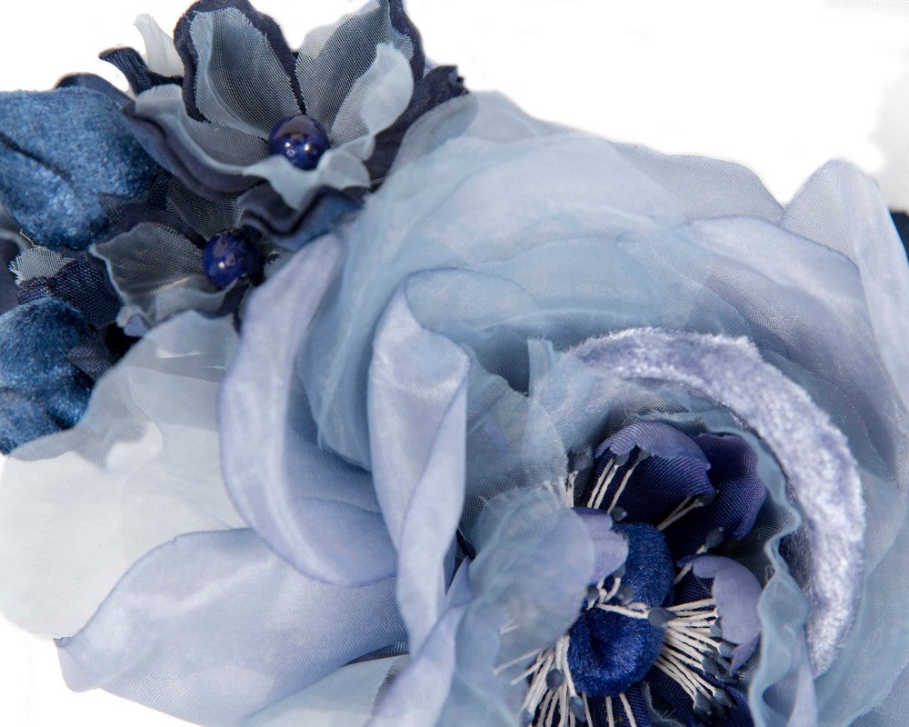 Blue flower headband fascinator by Max Alexander