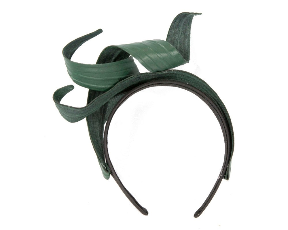 Dark green sculptured leaves fascinator by Max Alexander