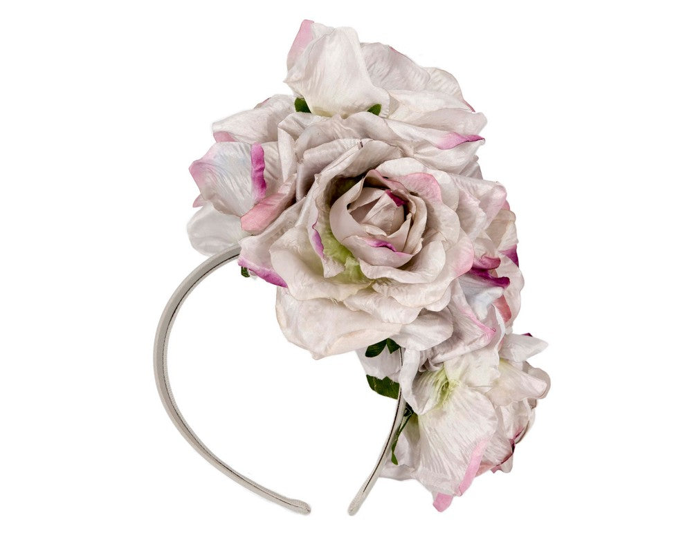 Large silver & lilac flower headband by Max Alexander
