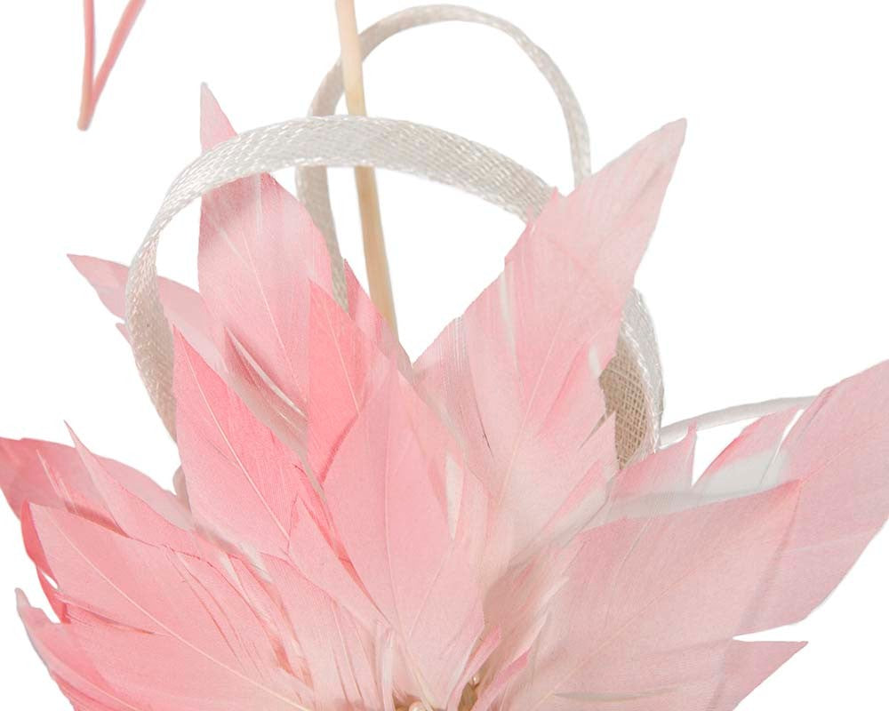 Light Pink feather flower fascinator by Max Alexander