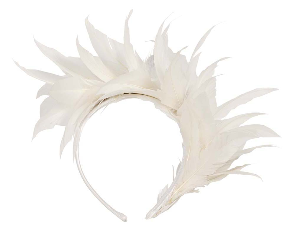 Ivory feather fascinator headband by Max Alexander