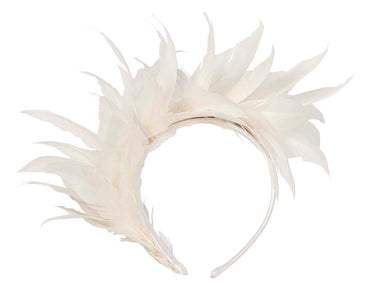 Ivory feather fascinator headband by Max Alexander