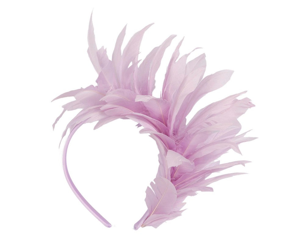 Lilac feather fascinator headband by Max Alexander