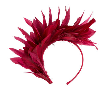 Burgundy wine feather fascinator headband by Max Alexander