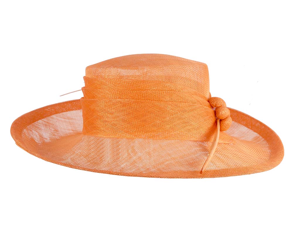Wide brim orange ladies fashion sinamay hat-4