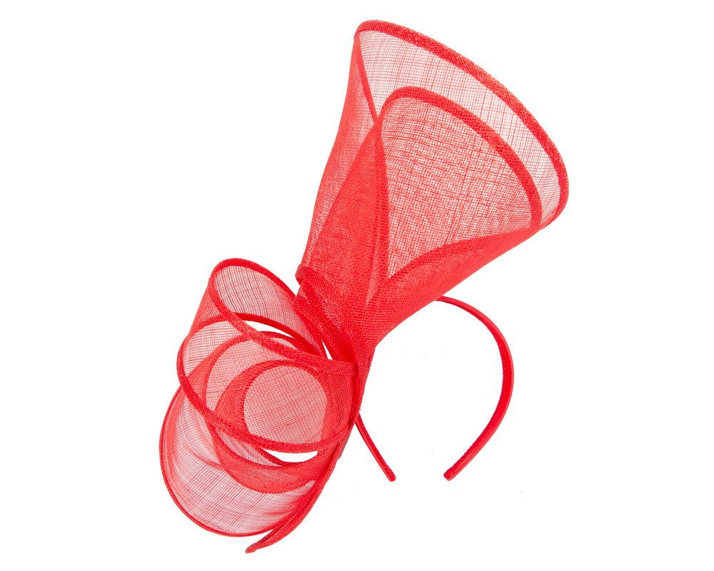 Large red sinamay fascinator by Max Alexander