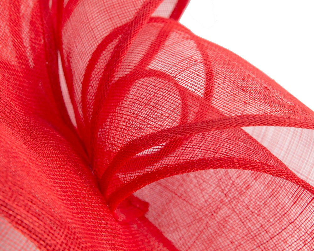 Large red sinamay fascinator by Max Alexander