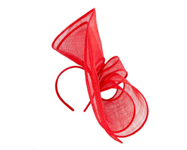 Large red sinamay fascinator by Max Alexander