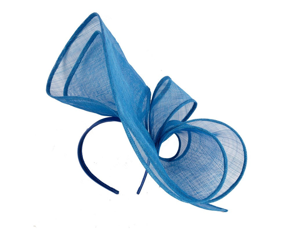 Large royal blue sinamay fascinator by Max Alexander