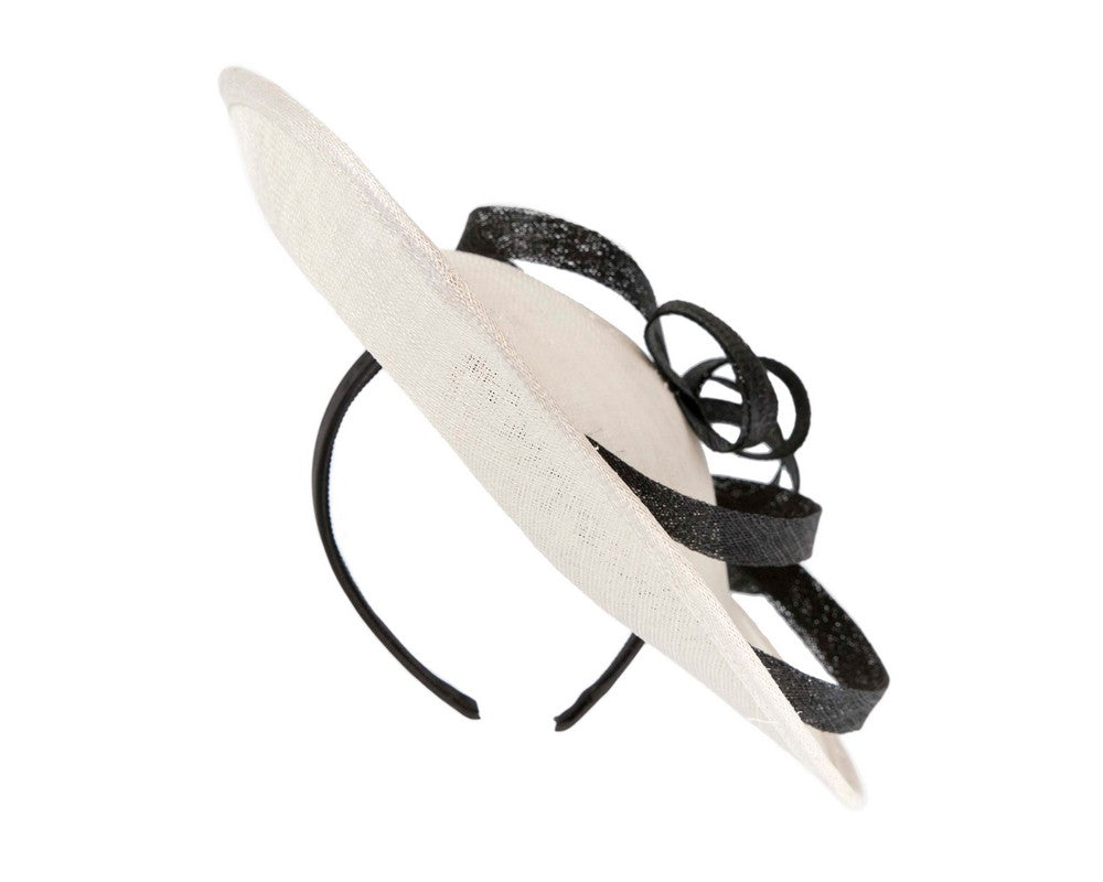Large cream & black sinamay plate fascinator
