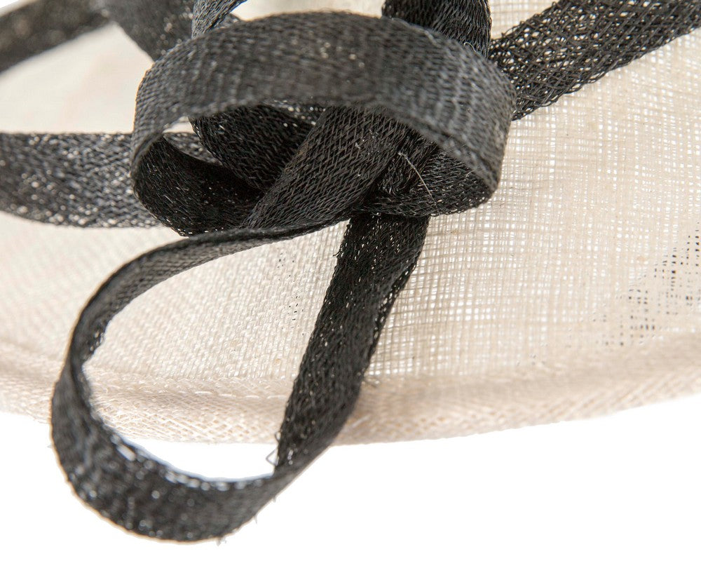 Large cream & black sinamay plate fascinator