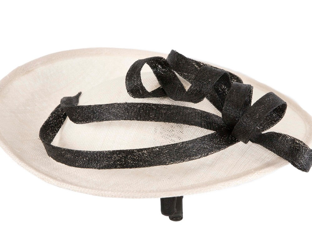 Large cream & black sinamay plate fascinator