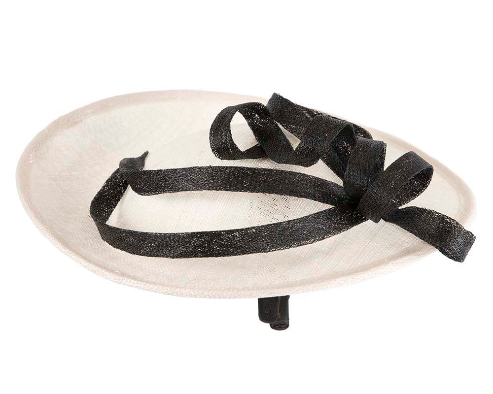 Large cream & black sinamay plate fascinator
