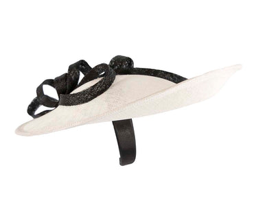 Large cream & black sinamay plate fascinator
