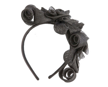 Black curly sinamay fascinator by Max Alexander