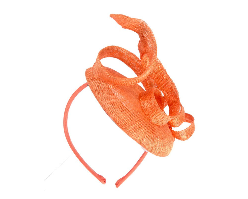 Sculptured orange sinamay fascinator by Max Alexander-5