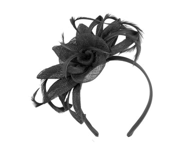 Black sinamay flower fascinator by Max Alexander MA917