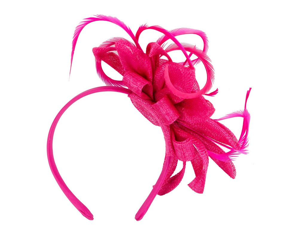 Fuchsia sinamay flower fascinator by Max Alexander