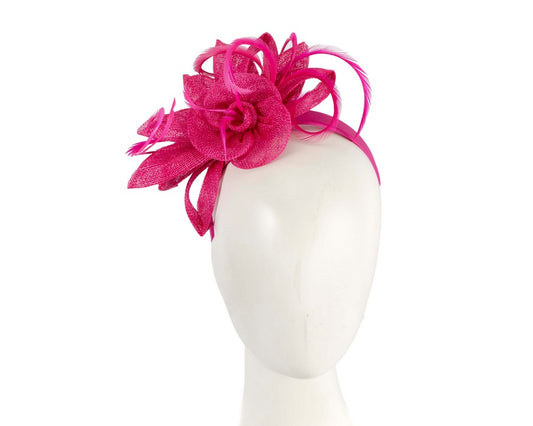 Fuchsia sinamay flower fascinator by Max Alexander