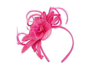 Fuchsia sinamay flower fascinator by Max Alexander