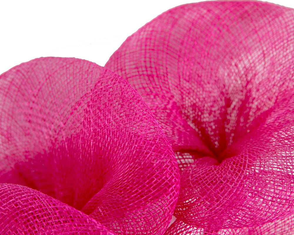 Large fuchsia sinamay flower fascinator by Max Alexander